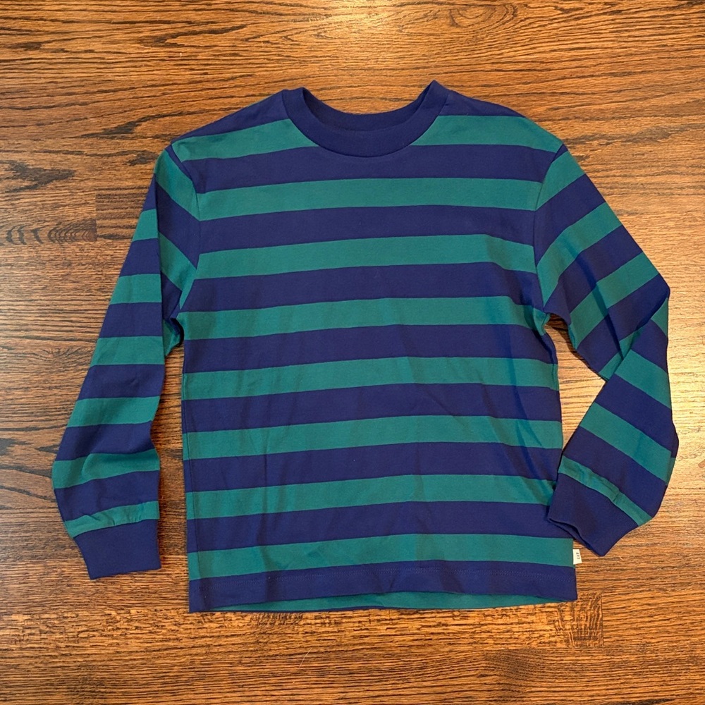 GAP Kids Long Sleeve Tee - Navy and Teal Stripes